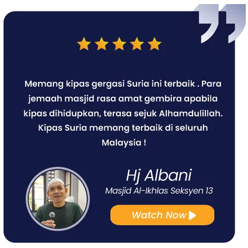 Suria Giant Fan Services Sdn Bhd Pakar HVLS Fan, Suria Giant HVLS Fan Merupakan Pakar Kipas Gergasi Masjid, Kipas Kilang, Kipas Gudang, Kipas Besar, Big Fan, Kipas Ceiling Besar.