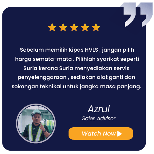 Suria Giant Fan Services Sdn Bhd Pakar HVLS Fan, Suria Giant HVLS Fan Merupakan Pakar Kipas Gergasi Masjid, Kipas Kilang, Kipas Gudang, Kipas Besar, Big Fan, Kipas Ceiling Besar.