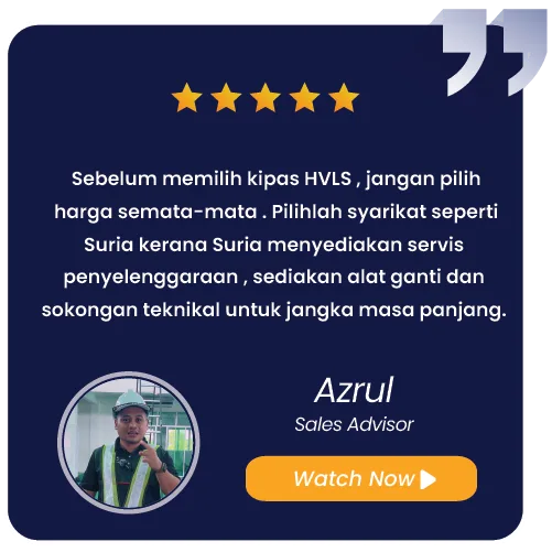 Suria Giant Fan Services Sdn Bhd Pakar HVLS Fan, Suria Giant HVLS Fan Merupakan Pakar Kipas Gergasi Masjid, Kipas Kilang, Kipas Gudang, Kipas Besar, Big Fan, Kipas Ceiling Besar.