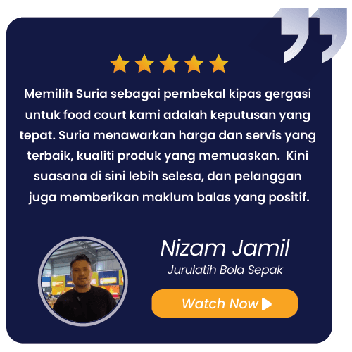 Suria Giant Fan Services Sdn Bhd Pakar HVLS Fan, Suria Giant HVLS Fan Merupakan Pakar Kipas Gergasi Masjid, Kipas Kilang, Kipas Gudang, Kipas Besar, Big Fan, Kipas Ceiling Besar.