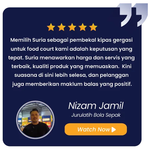 Suria Giant Fan Services Sdn Bhd Pakar HVLS Fan, Suria Giant HVLS Fan Merupakan Pakar Kipas Gergasi Masjid, Kipas Kilang, Kipas Gudang, Kipas Besar, Big Fan, Kipas Ceiling Besar.