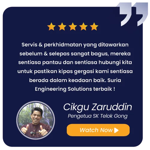 Suria Giant Fan Services Sdn Bhd 48 Suria Giant Fan Services Sdn Bhd Pakar HVLS Fan, Suria Giant HVLS Fan Merupakan Pakar Kipas Gergasi Masjid, Kipas Kilang, Kipas Gudang, Kipas Besar, Big Fan, Kipas Ceiling Besar.